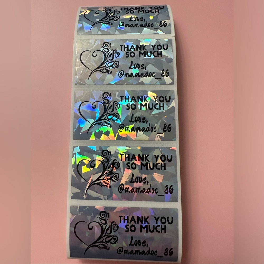 50 ct. Holographic Custom Rectangle Thank You Stickers - Picture 6 of 6
